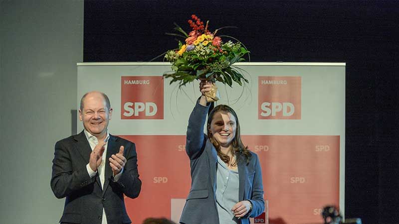 Melanie Leonhard wurde zur neuen SPD-Landesvorsitzenden gewählt. Sie übernimmt das Amt von Olaf Scholz. | Foto: Niels Kreller