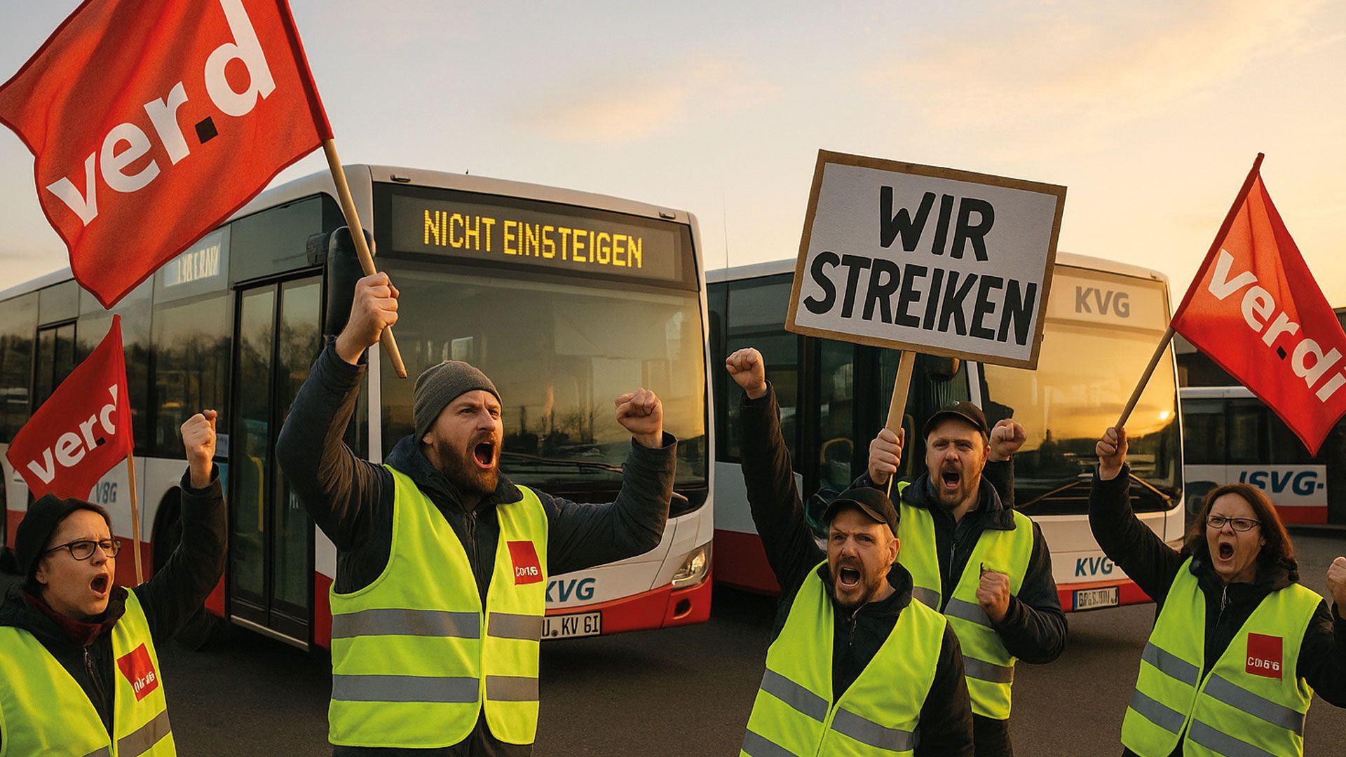 Im Zuge des laufenden Tarifstreits mit dem Arbeitgeberverband Nahverkehr Niedersachsen und der Gewerkschaft ver.di ist kurzfristig ein weiterer großflächiger eintägiger Warnstreik möglich (Symbolfoto KI-generiert)