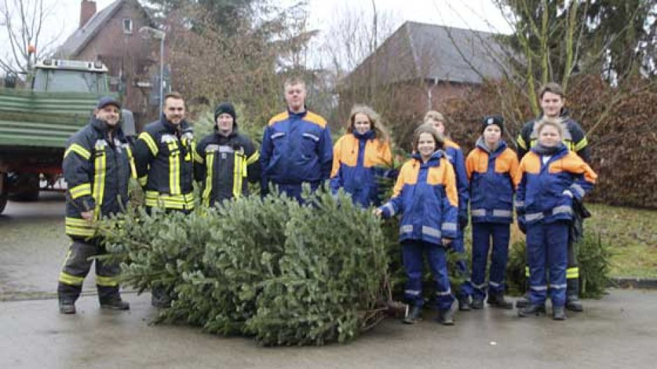 In Stelle haben die Jugendlichen der Jugendfeuerwehr gemeinsam mit ihren Betreuern eine stattliche Anzahl alter Weihnachtsbäume eingesammelt. | Foto: ein