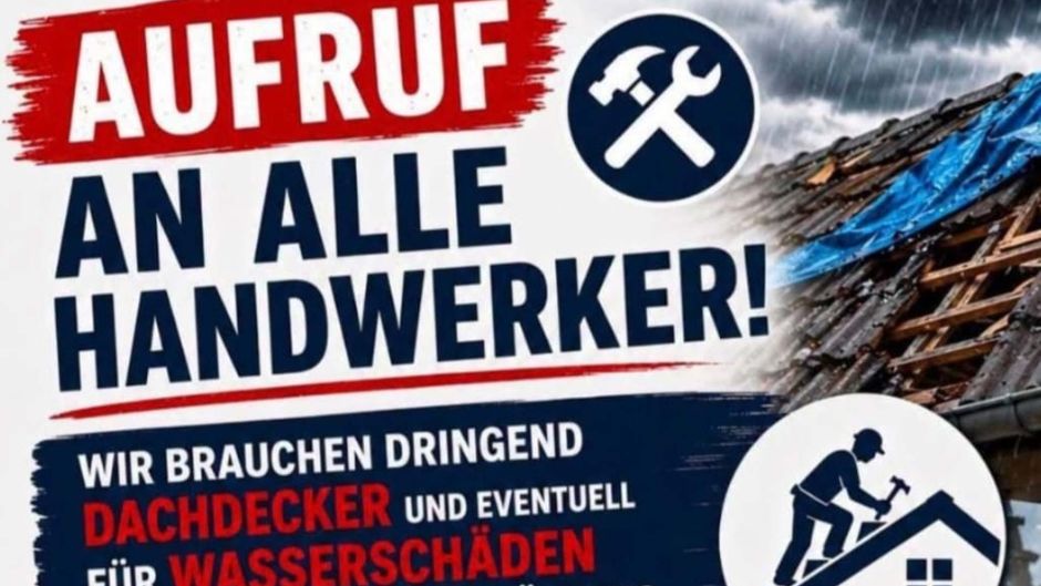 In Heidenau werden dringend Handwerker benötigt, um die durch den Hagel zerstörten Dächen mit einer Notabdeckung zu versehen. Foto: ein