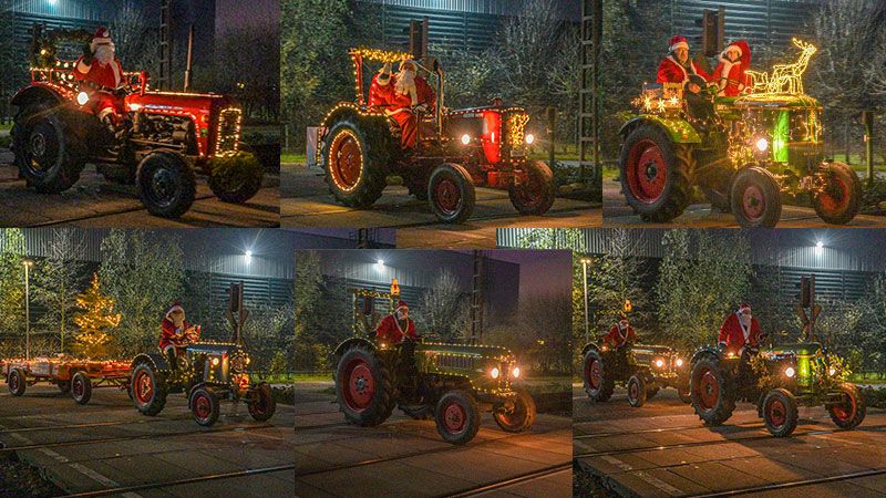 Mit sechs Weihnachtstreckern besuchten die Treckerfreunde Rüble am Freitag LEA. | Foto: Niels Kreller