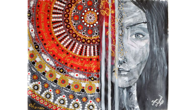 Das Bild "Hold my Hand" von Rana Kalash und Cathrin Wagner. | Foto: Museum Friedland