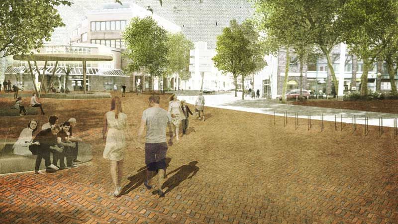 In Zukunft soll der Herbert-Wehner-Platz in der Harburger Innenstadt zum Verweilen einladen. | Foto: POLA Landschaftsarchtitekten