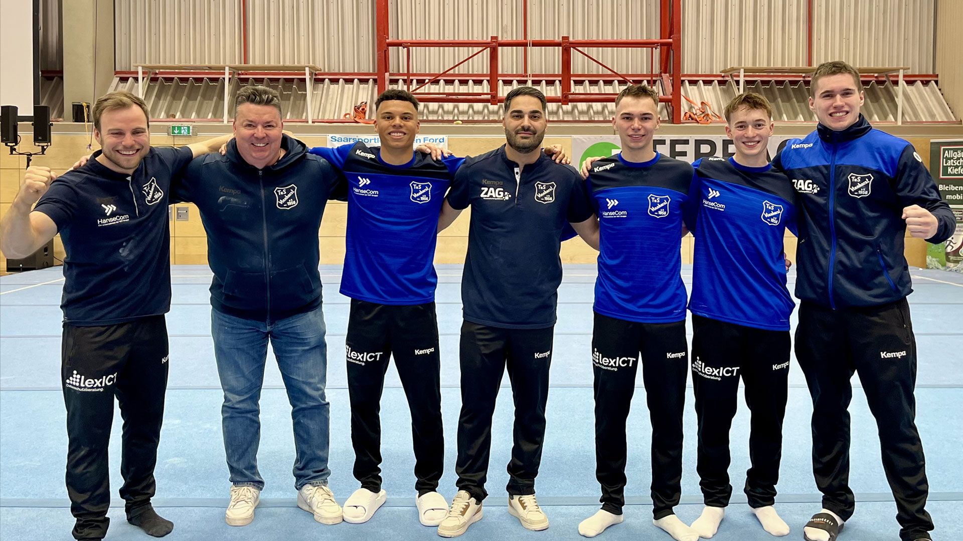 Die 08-Delegation mit Alexander Witte, von links, 29, Coach "Bolle" Broszio, Pablo Broszio, 22, Reza Abbasian, Timon Raunecker, 19, Joris Grunwald, 17, und Gregory Keck, 20, bildet das Gros der NTB-Auswahl. | Foto: TSV 08