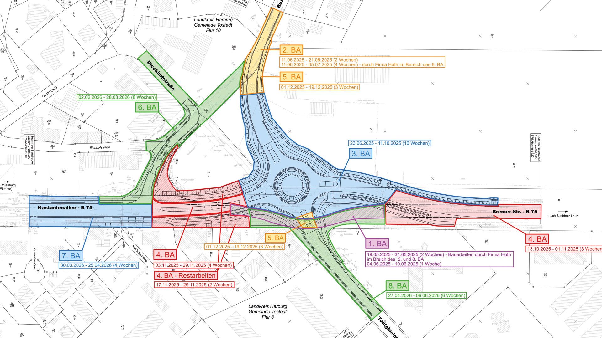 Bauphasenplan des geplanten B75 Kreisverkehrs. Foto: Niedersächsische Landesbehörde für Straßenbau und Verkehr