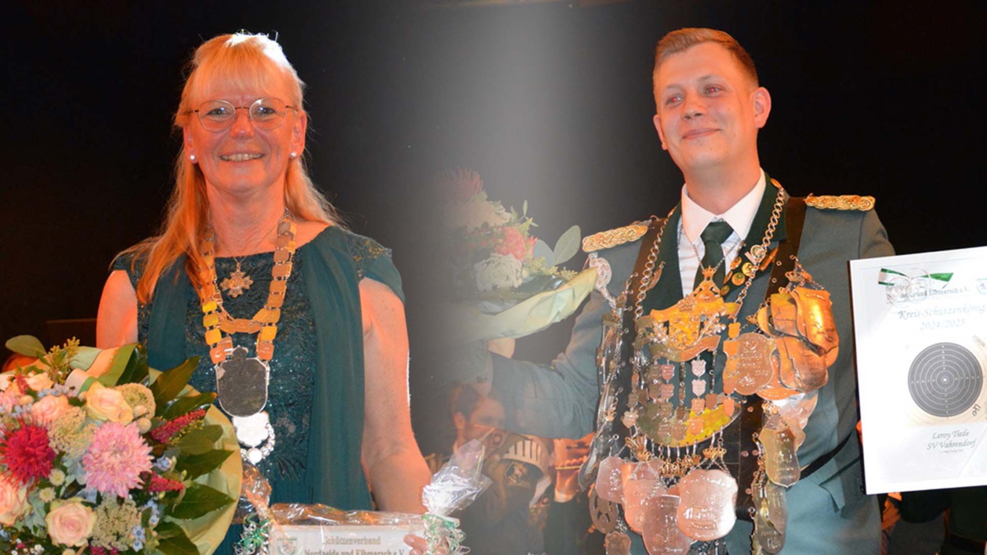Die Kreismajestäten Marina Ebelt vom Schützenverein Sieversen-Leversen und Leroy Tiede vom Schützenverein Vahrendorf müssen beim Kreiskönigsball am Sonnabend, 11. Oktober, ab 19 Uhr in Tostedt abdanken. Foto: Kreisverband