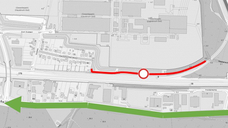 Das 540 Meter lange Teilstück der Veloroute 10 wird für die Bauarbeiten voll gesperrt. Radfahrer und Fußgänger können an der Cuxhavener Straße entlang. | Foto: ein