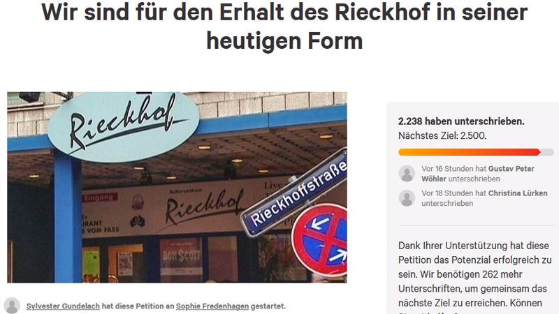 Über 2.200 Menschen haben die Petition für den Rieckhof bisher unterschrieben. Bald sollen die ersten Unterschriften von Initiator Sylvester Gundelach an Bezirksamtsleiterin Fredenhagen übergeben werden. | Foto: change.org