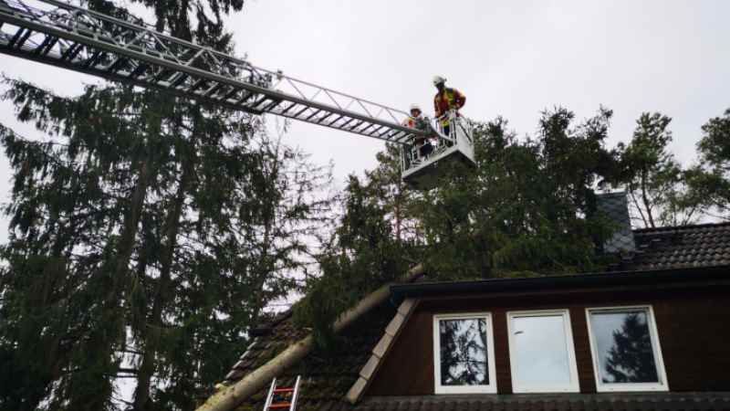 In Horst mussten die Feuerwehren einen Baum von einem Wohnhaus beseitigen. | Foto: ein