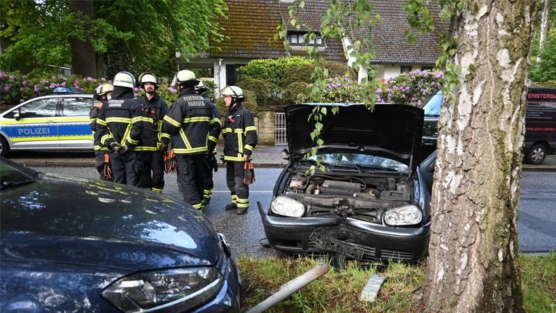 Nach zwei anderen PKW rammte der Golf diese Birke und kam zum Stehen. | Foto: HamburgNews