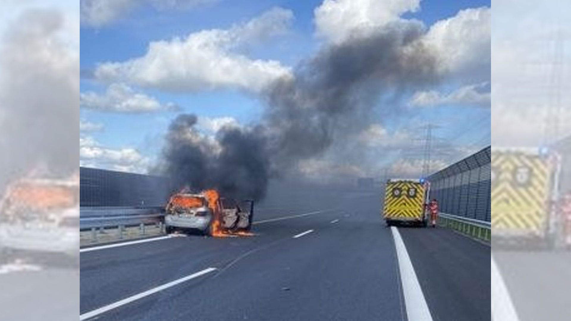 Auf dem neuen Abschnitt der A26 brannte am Mittwochnachmittag ein PKW. | Foto: Polizei