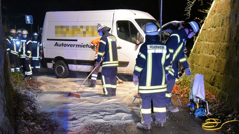 Dieser Kleintransporter kam am frühen Sonnabendmorgen auf der Tangendorfer Dorfstraße von der Fahrbahn ab. | Foto: ein