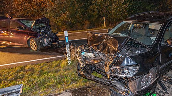 Diese beiden PKW stießen am MOntagabend auf der L 312 bei Harmstorf frontal zusammen. | Foto: JOTO