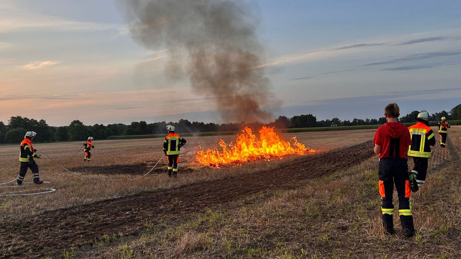 Die Aktiven der FF Ramelsloh übten bei einer außerordentlich praxisnahen Ausbildung die Bekämpfung von Vegetationsbränden. Foto: Clemens Cohrs, FF Ramelsloh